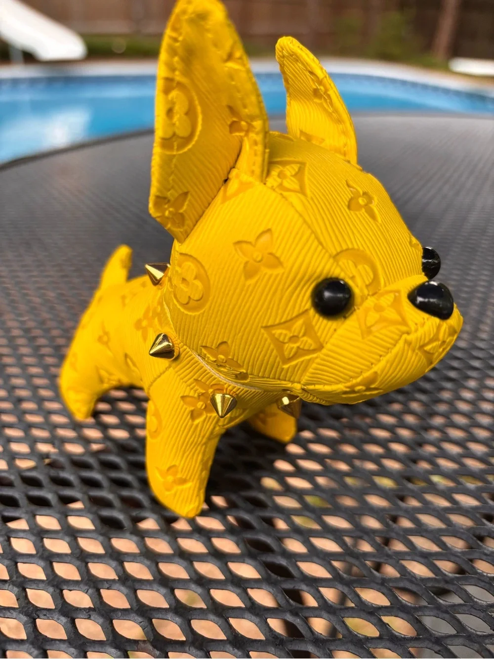 Bag charm/Key Chain adorable Frenchie Yellow Dog with black eyes! New